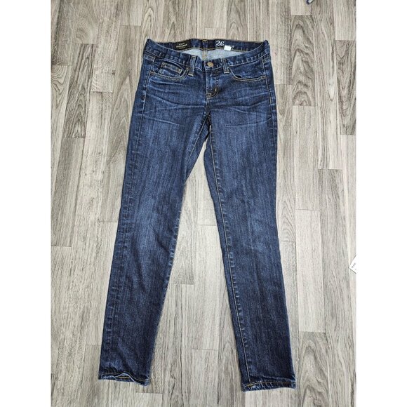 J Crew Toothpick Jeans Womens 26 Ankle Blue Skinny Stretch Denim Medium Wash - Picture 1 of 10